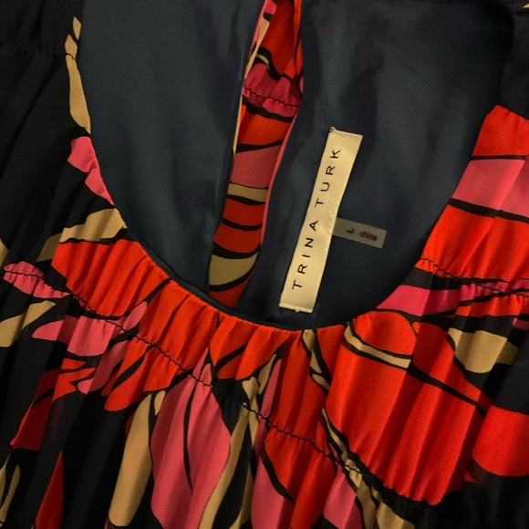 Trina Turk Silvery Floral Multicolor Mini Length Dress Size Large - Picture 8 of 10